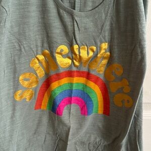 NATURAL LIFE Green Tank Top with Rainbow and Gold Accents